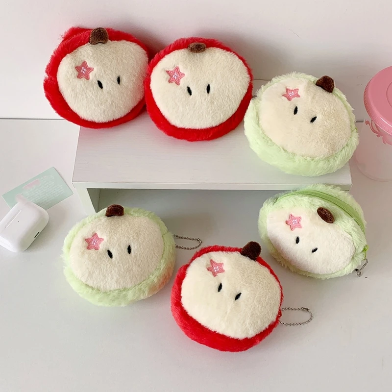 X7XC Soft Fruit Shaped Mini Purse With Zippered Perfect For Coins Keys Accessories