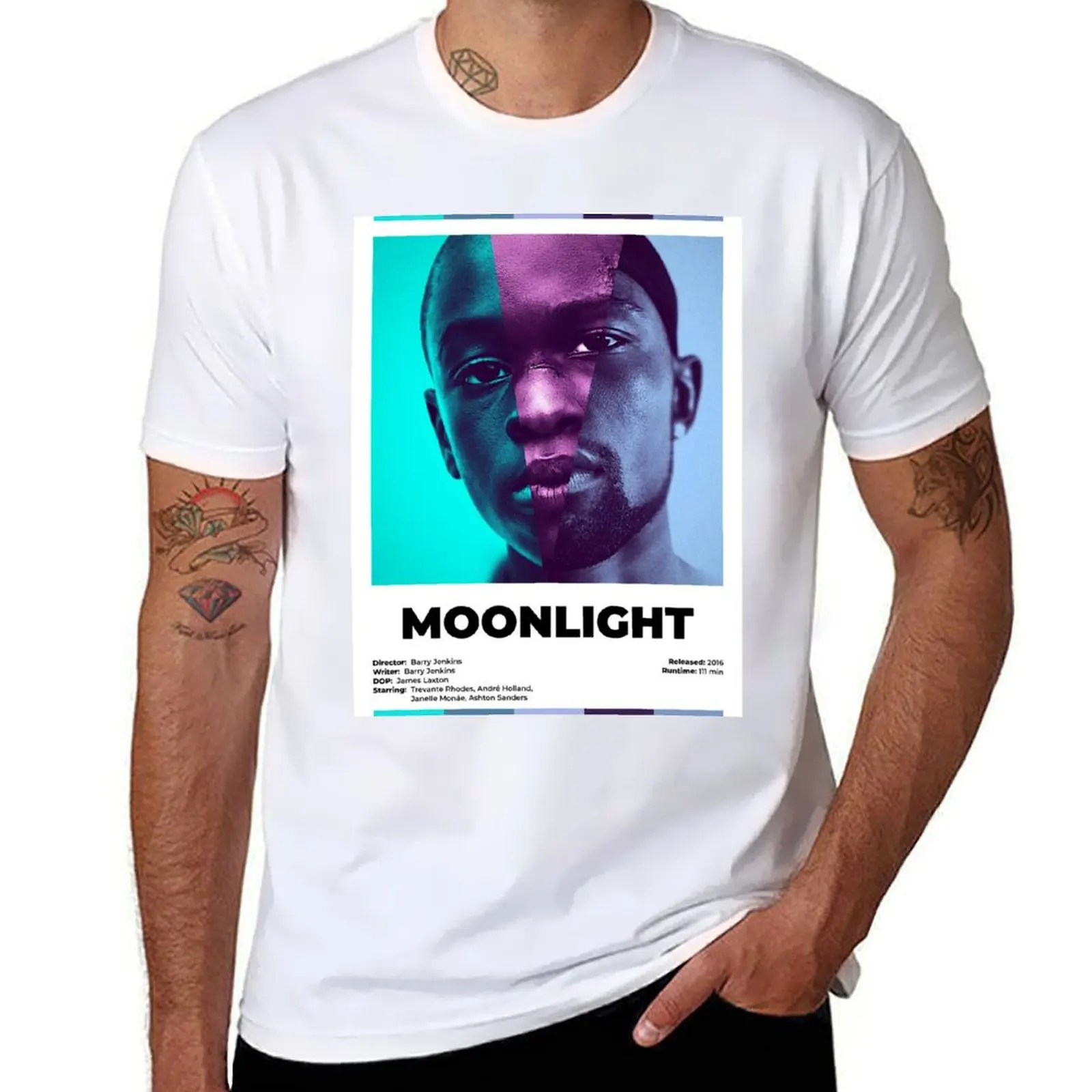 

Moonlight alternative minimalist movie poster T-Shirt t shirts for man cotton t shirt custom print T-Shirt