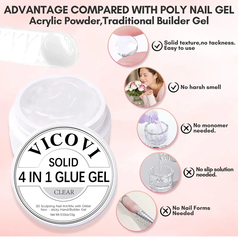 15g White Non Stick Hand Extension Gel Nail Polish For 3D Shaping Carving Flower DIY Nail Art Extension Acrylic