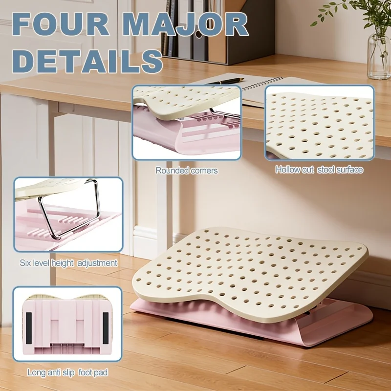 Portable Hole Studded Footrest Foot Pad Ergonomic Under Desk Support For Home Office Working Alleviate Leg Tiredness Relax Tool