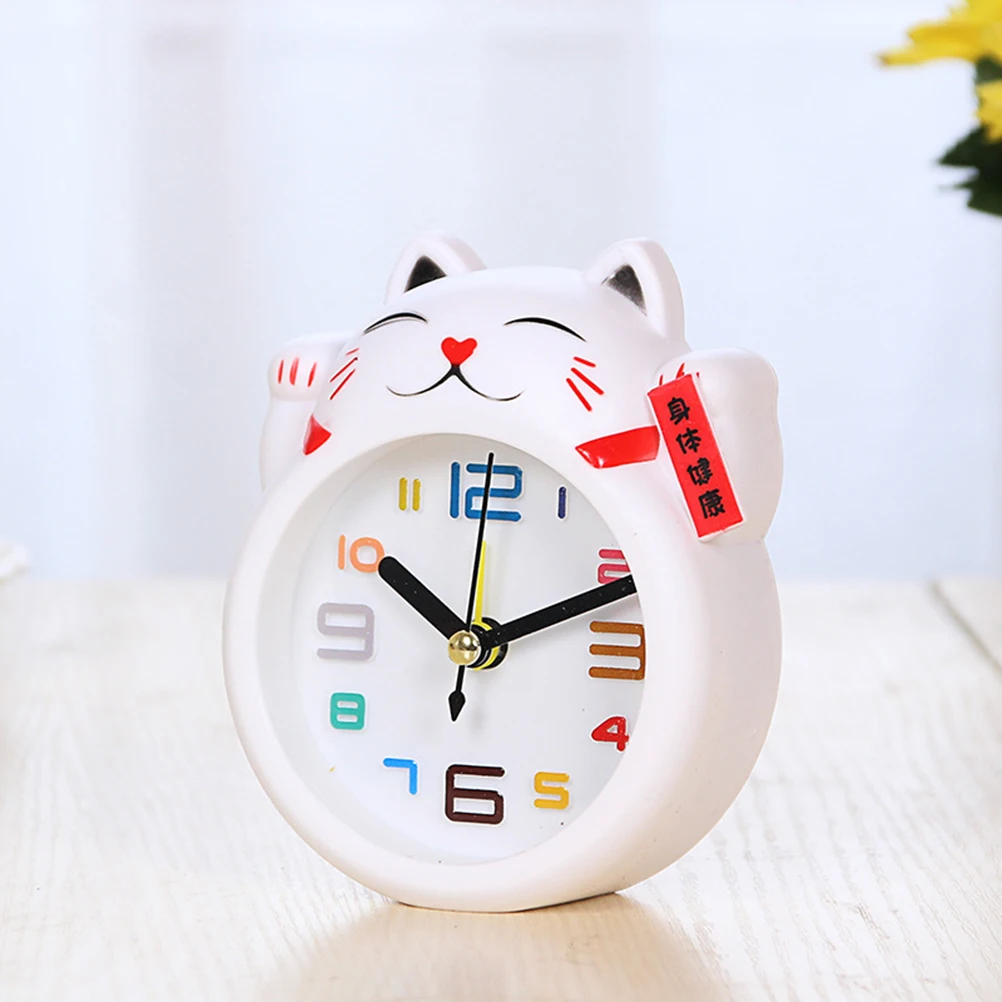 

Creative Cat Alarm Desk Clock Cartoon Shape Design For Home Decor Cute Table Clock Gift White Without Large Number
