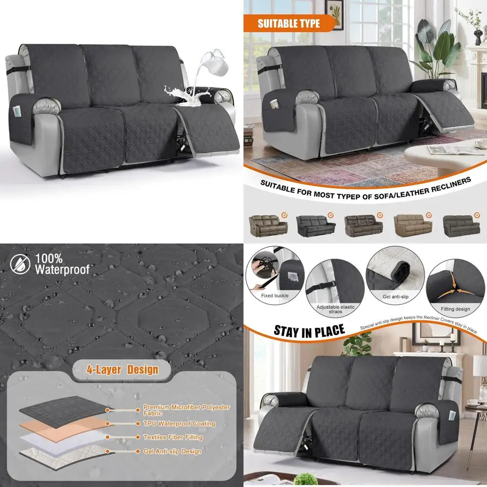 

Водонепроницаемый чехол для дивана с откидной спинкой — цельный моющийся чехол для дивана с нескользящей защитой и подлокотниками