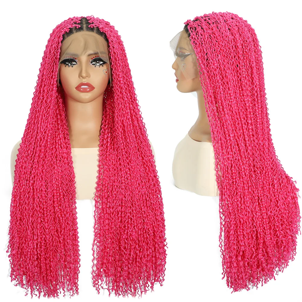 

Синтетический розовый парик для женщин, 13*5, с кружевной передней частью, плетеный, 26 дюймов, ярко-розовый, распродажа, кудрявые волосы для плетения