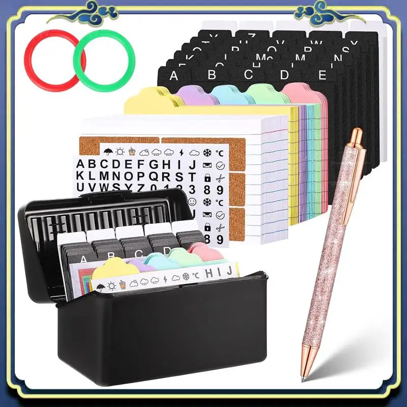 Portable Index Card Holder With Lock,Collapsible Index Card Box Fits 3X5-Inch Flash Cards - Business,Or Note Card Storage Boxes