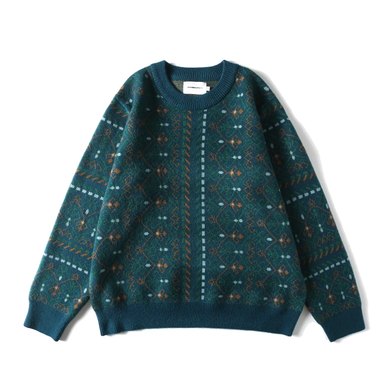 

Japanese vintage heavy vintage jacquard sweater for men and women