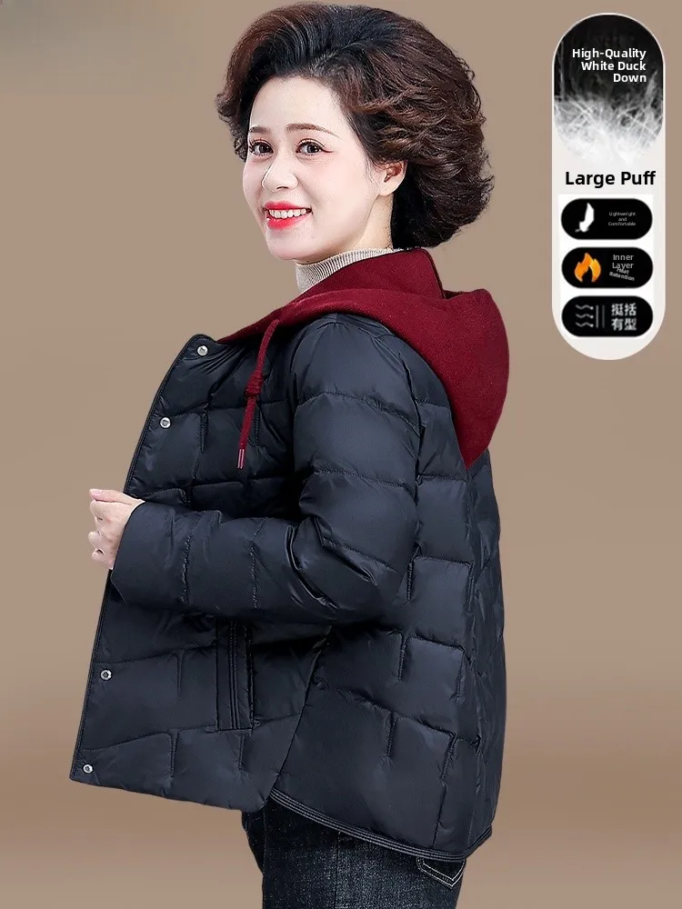 

ort Faionable down Jaet for Small Stature Mothers Women's Autumn Winter Coat Korean Sle Thiened Polyester Fiber