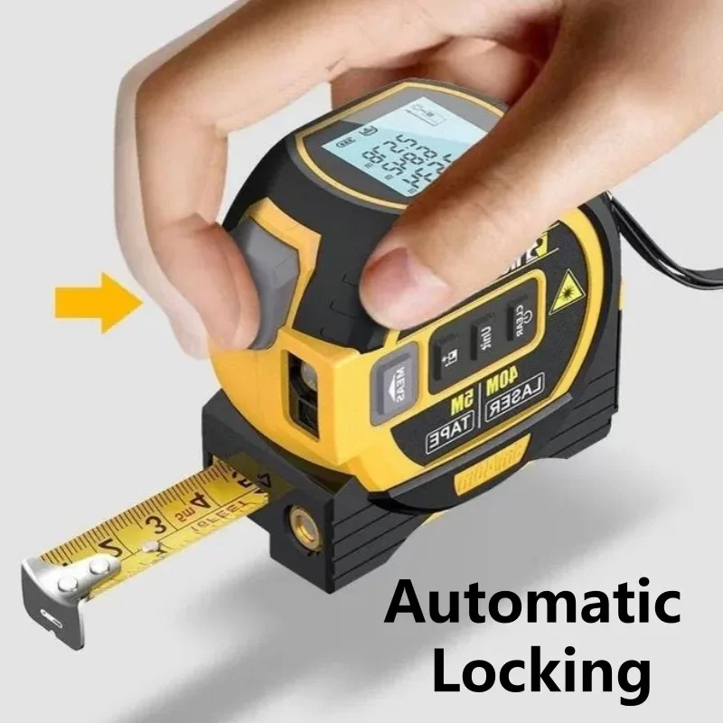 3 in 1 Laser Tape Measure Double-Sided Scale Digital Tape Portable High Precision Rangefinder Steel Manual Measuring Tool