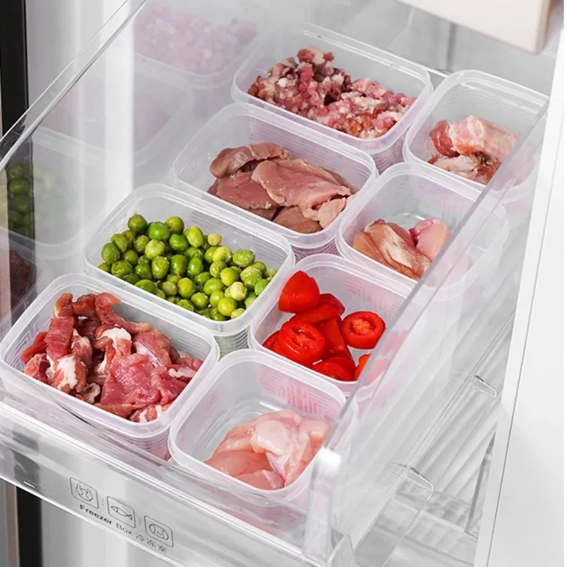 Frozen Food Fruit Storage Box Portable Compartment Refrigerator Freezer Organizers Sub-Packed Meat Onion Ginger Clear Crisper