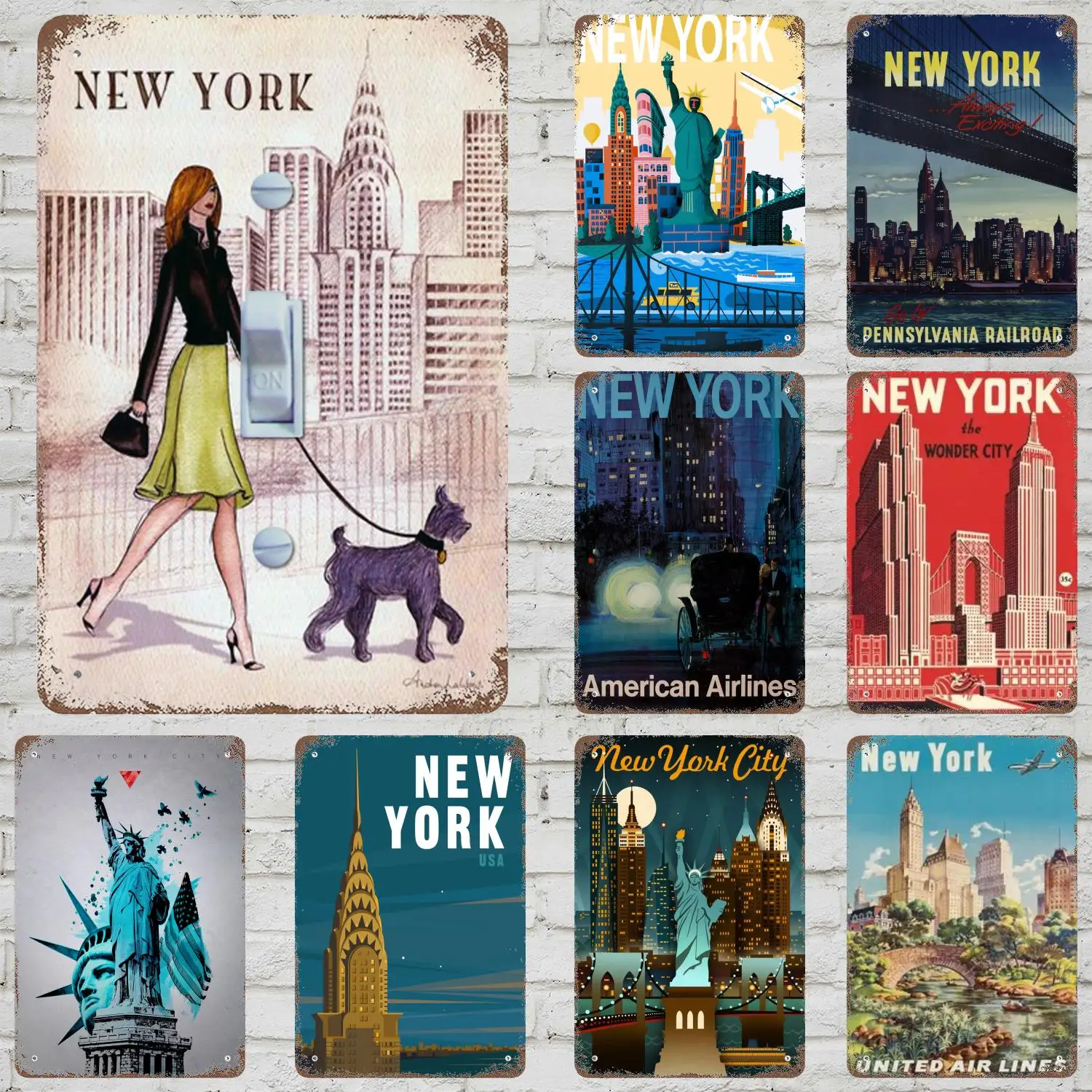 new york Classic Poster Rusty Metal Plaque Retro Decorative Plate Bar Man Cave Garage Club Metal Sign Wall Decoration