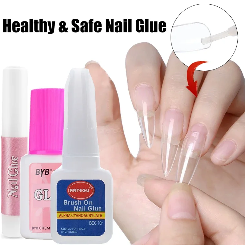 Colle à ongles transparente avec brosse, colle à séchage rapide pour faux ongles, accessoires d'art d'ongle acrylique, outil de manucure en biscuits adhésif