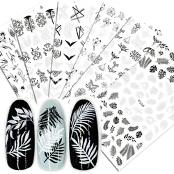 1PCS Simple 3D Black White Line Floral Nail Art Sticker Sexy Character Nail Art Slider Nail Decoration Decal Stickers