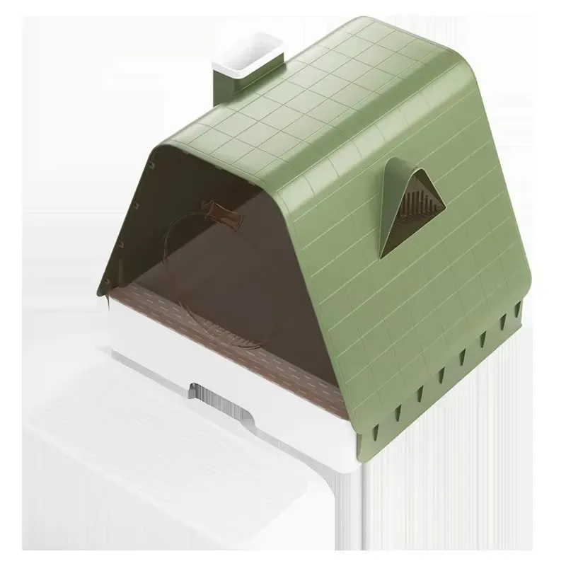 Large Fully Enclosed PP Cat Litter Box with Drawer Deodorant Tray Splash Proof Design