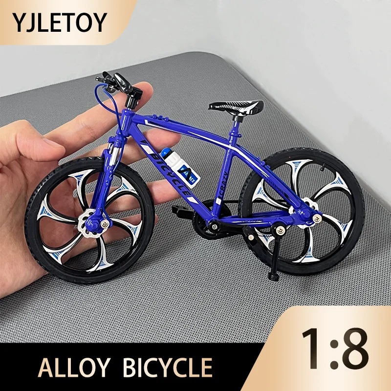 1:8 Mini Model Legering Fiets Blauw Diecast Decoratie Metalen Vinger Bmx Mountain Mini Bike Simulatie Speelgoed Jongen