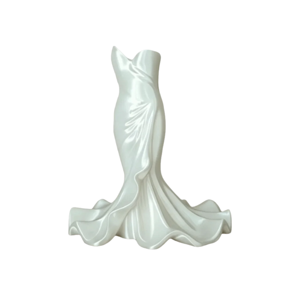 Modern Vase Dress Shape Mermaid Tail Vase Elegant 3D Printed Flower Vase Home Decor Makeup Brush Organizer Living Room