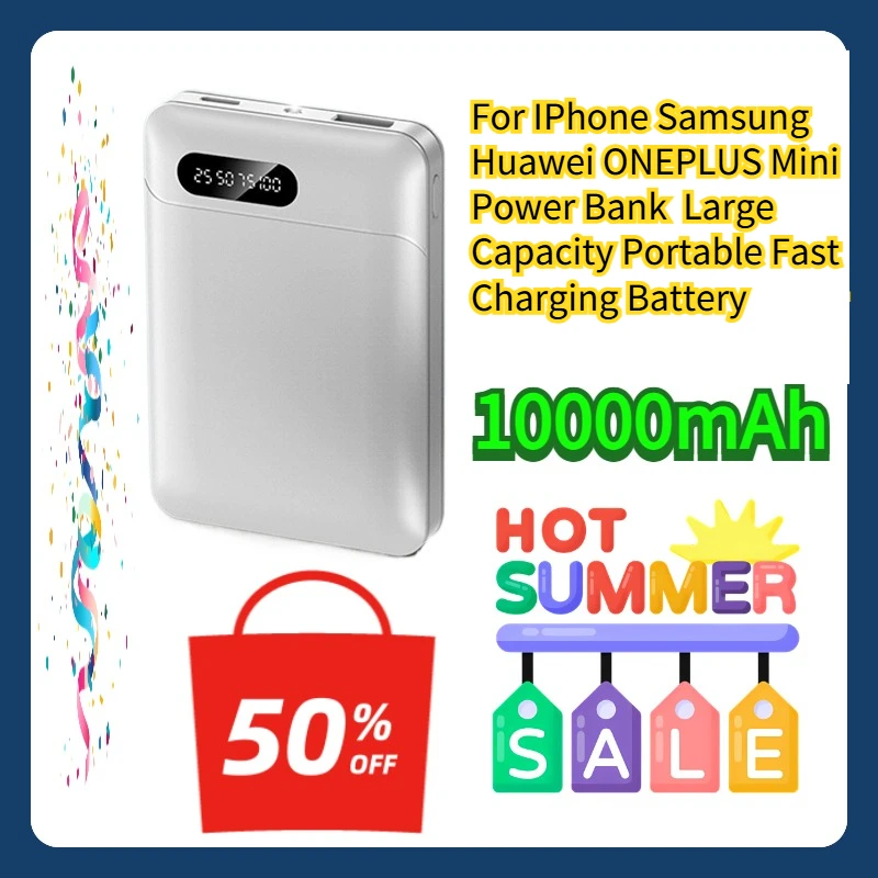 

For IPhone Samsung Huawei ONEPLUS Mini Power Bank 10000mAh Large Capacity Portable Fast Charging Battery