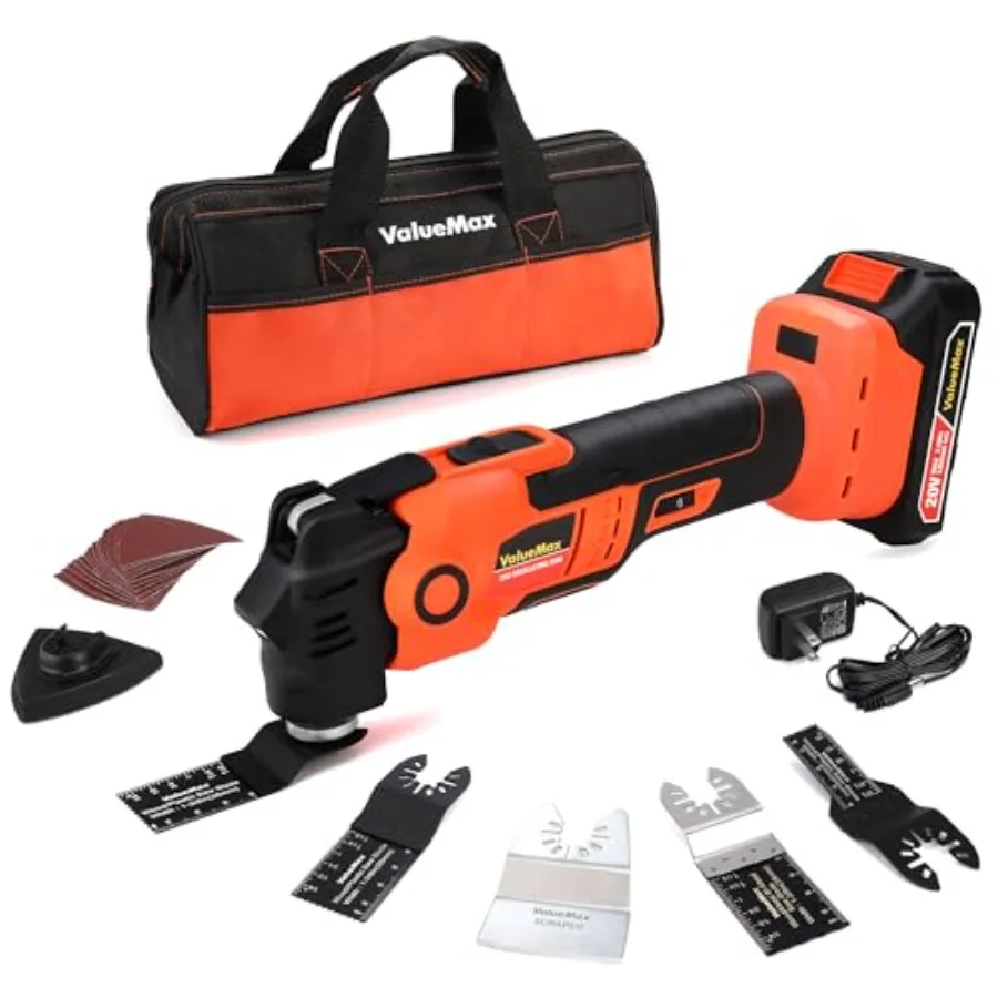 ValueMax 20V Cordl Oscillating Tool with Battery, 3.6°Oscillation Angle Oscillating Saw, 6 Variable Speed Oscillating Multi Too