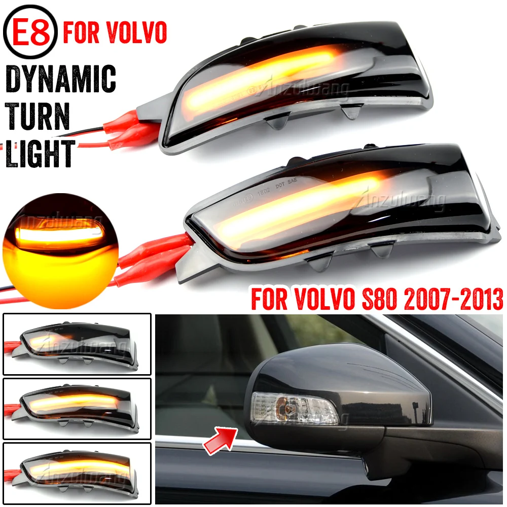 

For Volvo C30 C70 S40 S60 V40 V50 V70 08- 2010 S80 Car LED Dynamic Turn Signal Light Side Rearview Mirror Indicator Blinker Lamp