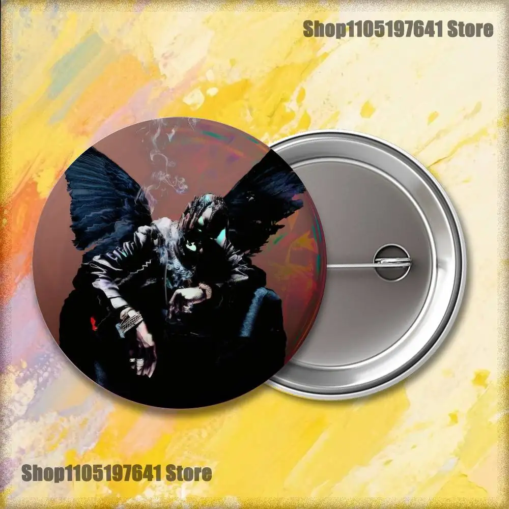 مغني الراب T-Travis S-Scott شارات زر مستدير الإبداعية دبوس بروش شارة حقيبة اكسسوارات الديكور المشجعين جمع الأصدقاء الهدايا #5