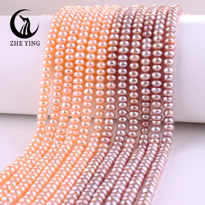 Zhe Ying 5A Pink Purple Freshwater Pearl Beads 100% Mother of Pearl Beads for Jewelry Making DIY Accessories