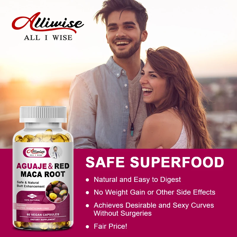 Alliwise Natural Plant AGUAJE & REDMACA Capsules Extract Big Butt Buttocks Enlargement HIP UP Increase Hips Make The Ass Bigger