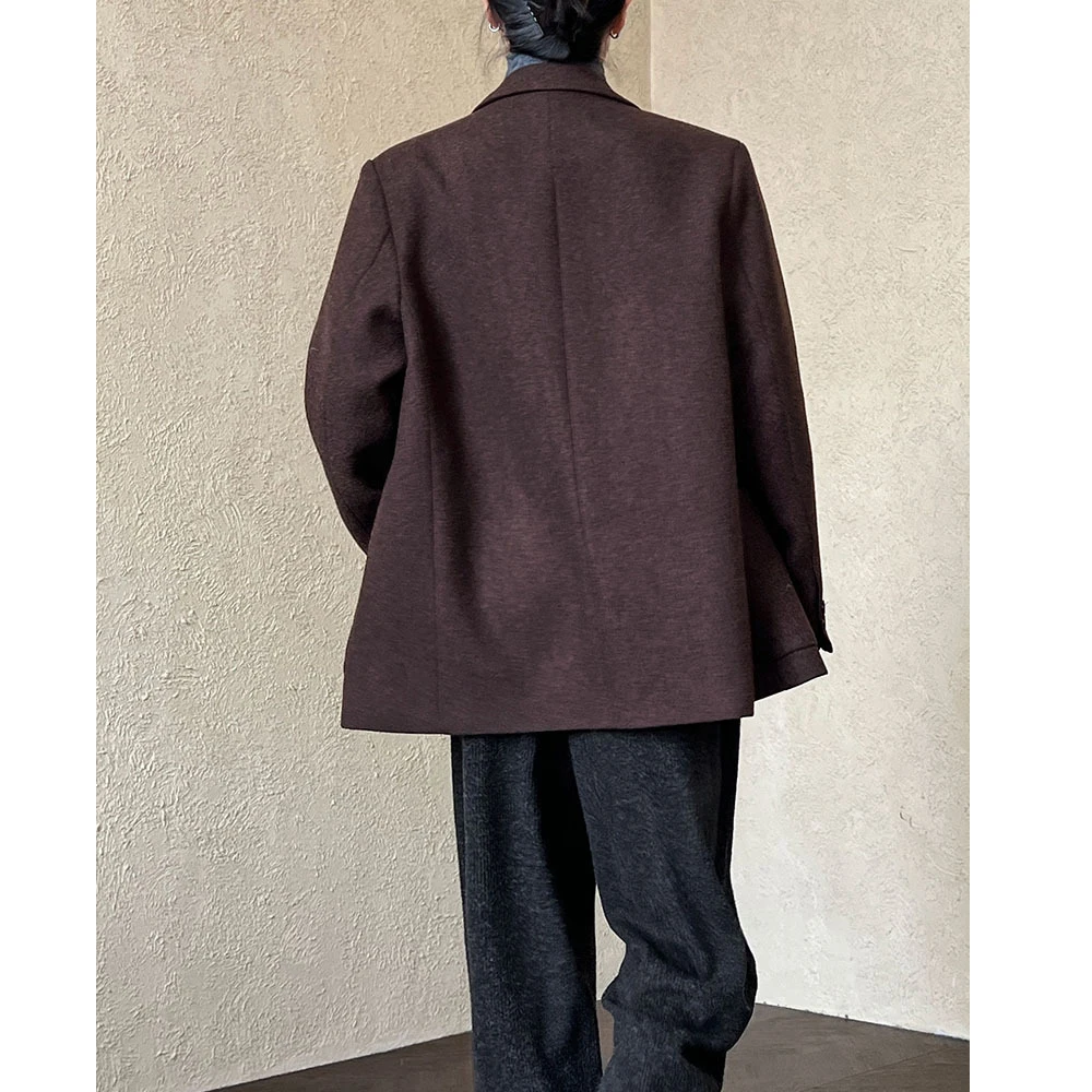 الصوف المرأة الخريف الشتاء السترة معطف رفض طوق تصميم الأزياء السترة قمم لملابس حريمي #5