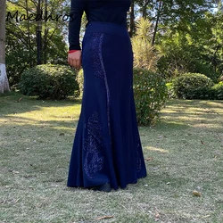 Women Black Flower Skirt Ladies High-Waist Silk Skirt Elegant and Fashionable Bottoms Female Luxury Party Dress New Long Skirt