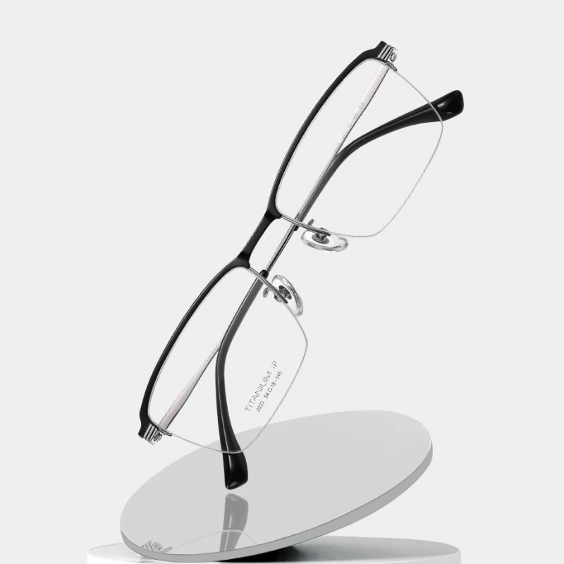 

Pure Titanium Half Rimless Men Glasses Frame with Recipe Vacuum IP Electronical Plating Male Semi-Rimless Man Spectacles Eyewear