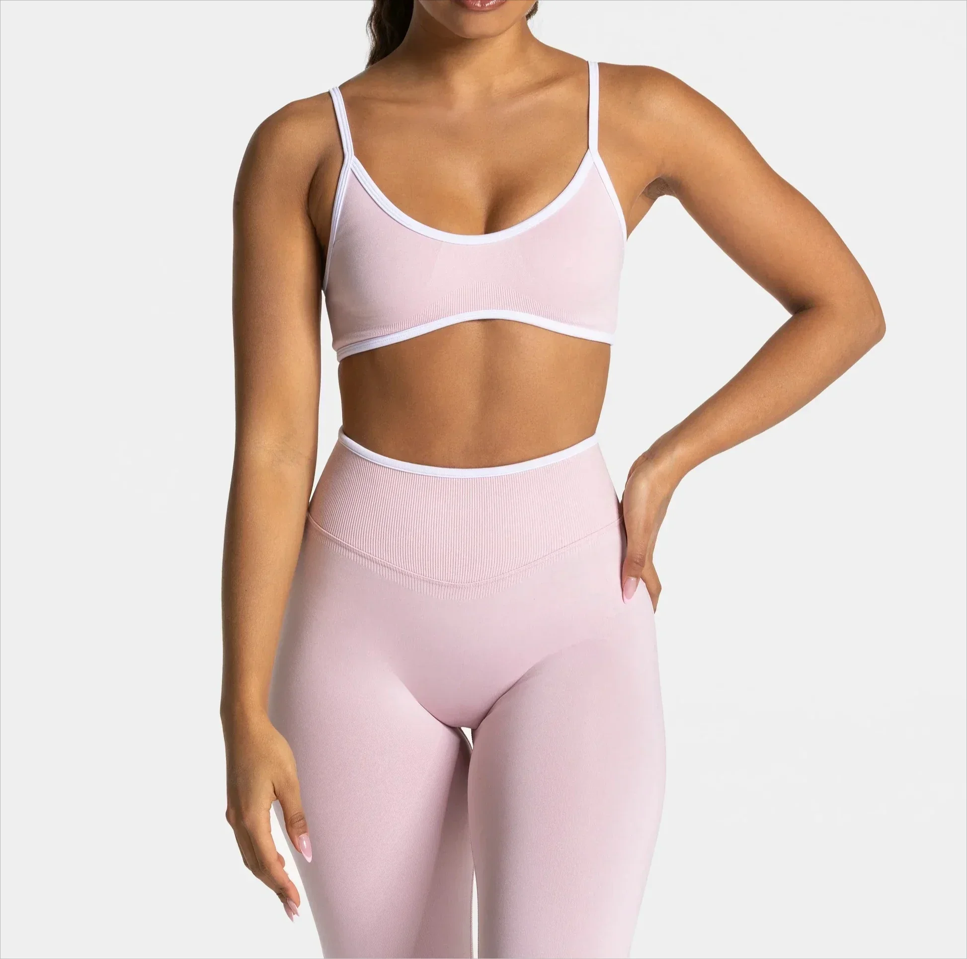 

Autumn Women's Solid Color Gym Sports Bra Sexy Backless Knitted Bra with Chest Pad Suspender Bra Yoga Gym Top
