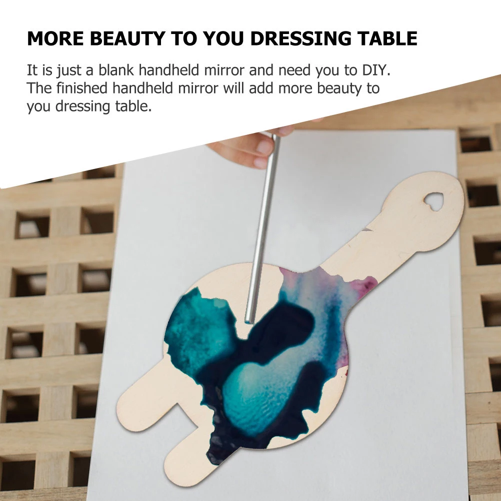 

5 Pcs Small Mirror Makeup Unfinished Mini Unpainted Wood Compact Kids Craft Mirrors Handheld Blank for Diy