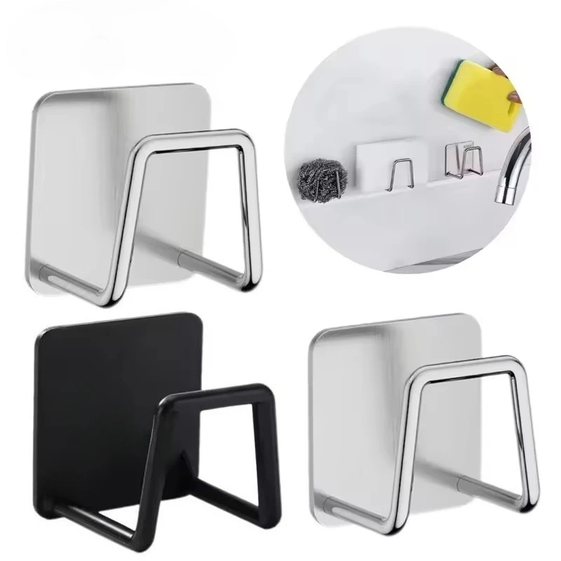 2/4/6PCS Edelstahl Waschbecken Schwamm Stahl Draht Ball Rack Selbstklebende Lagerung Halter Wand Haken küche Lagerung Zubehör
