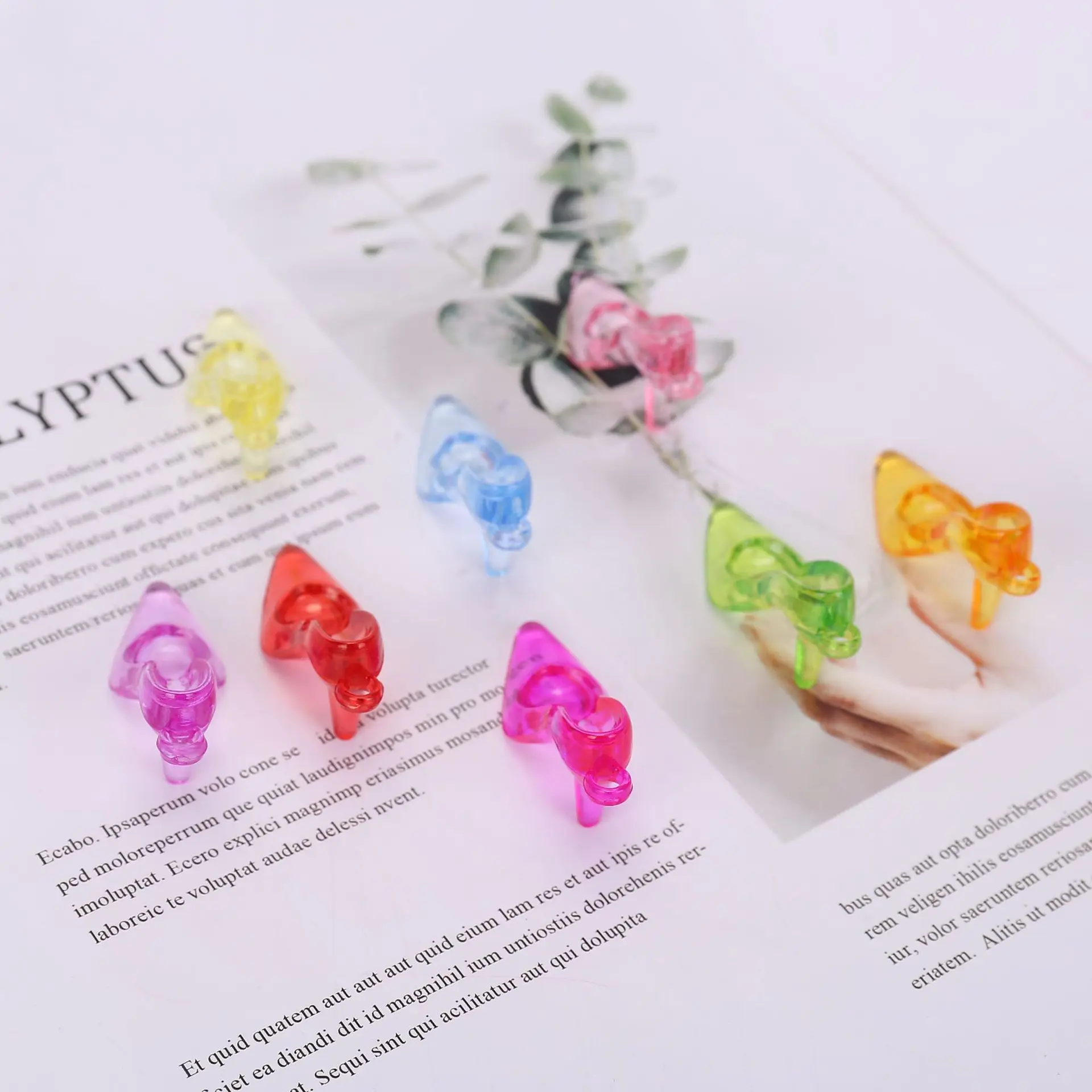 15Pcs Acrylic Multicolor Transparent Imitation Crystal High Heel Shoes Pendant Beads For Jewelry Making DIY Handmade Accessories