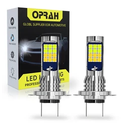 Oprah 자동차 헤드라이트용 LED 안개등 전구, 듀얼 컬러, 화이트 옐로우 라이트, DRL 안개등, 12V, H7, H11, 9005, HB3, 9006, HB4, H27, 881, 2 개