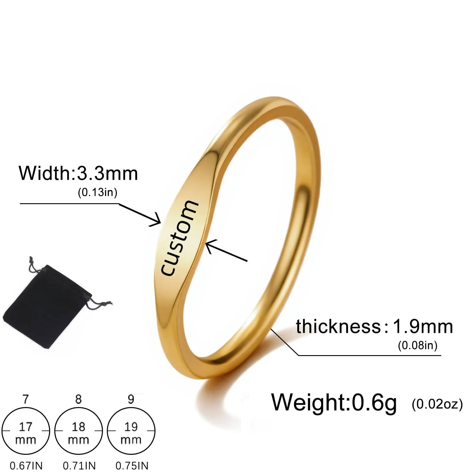 Personalized Stainless Steel Smooth Name Date Ring