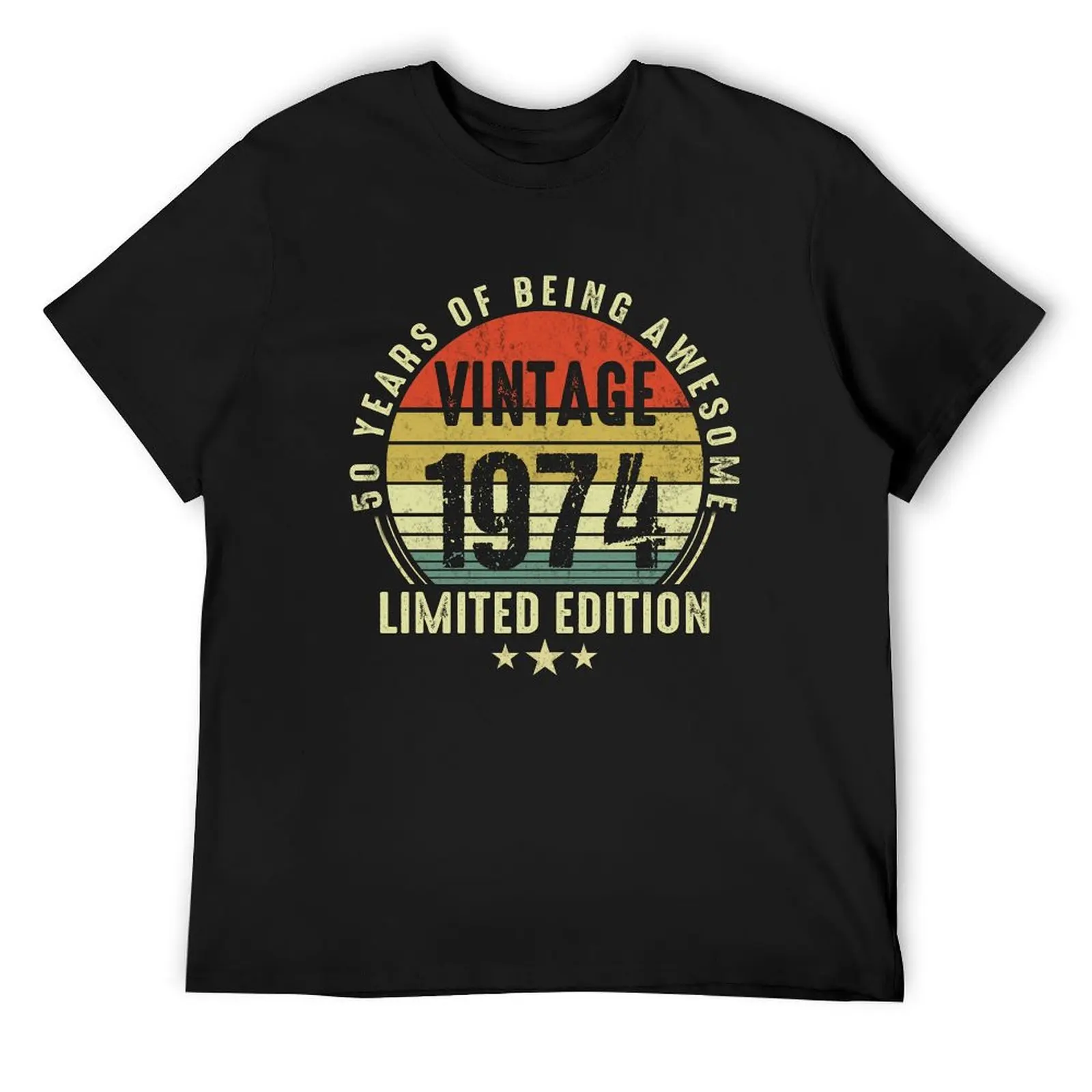 

Vintage 1974, 50th Birthday Gift Distressed Design Funny T-Shirt tops funny shirt cotton Short sleeve tee outfits for men