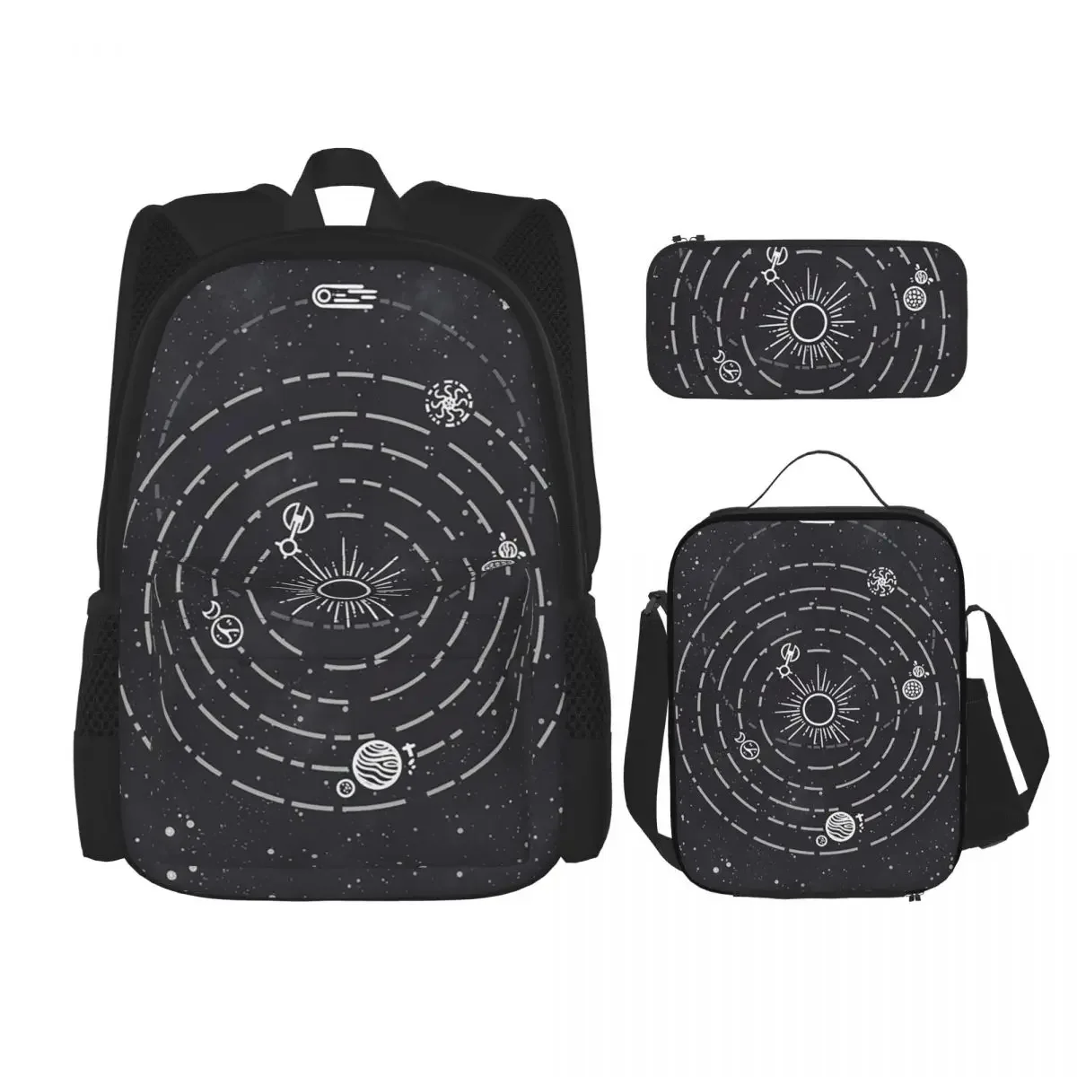 Outer Wilds Solar System Backpacks Boys Girls Bookbag Students School Bags Kids Rucksack Lunch Bag Pen Bag Three-Piece Set