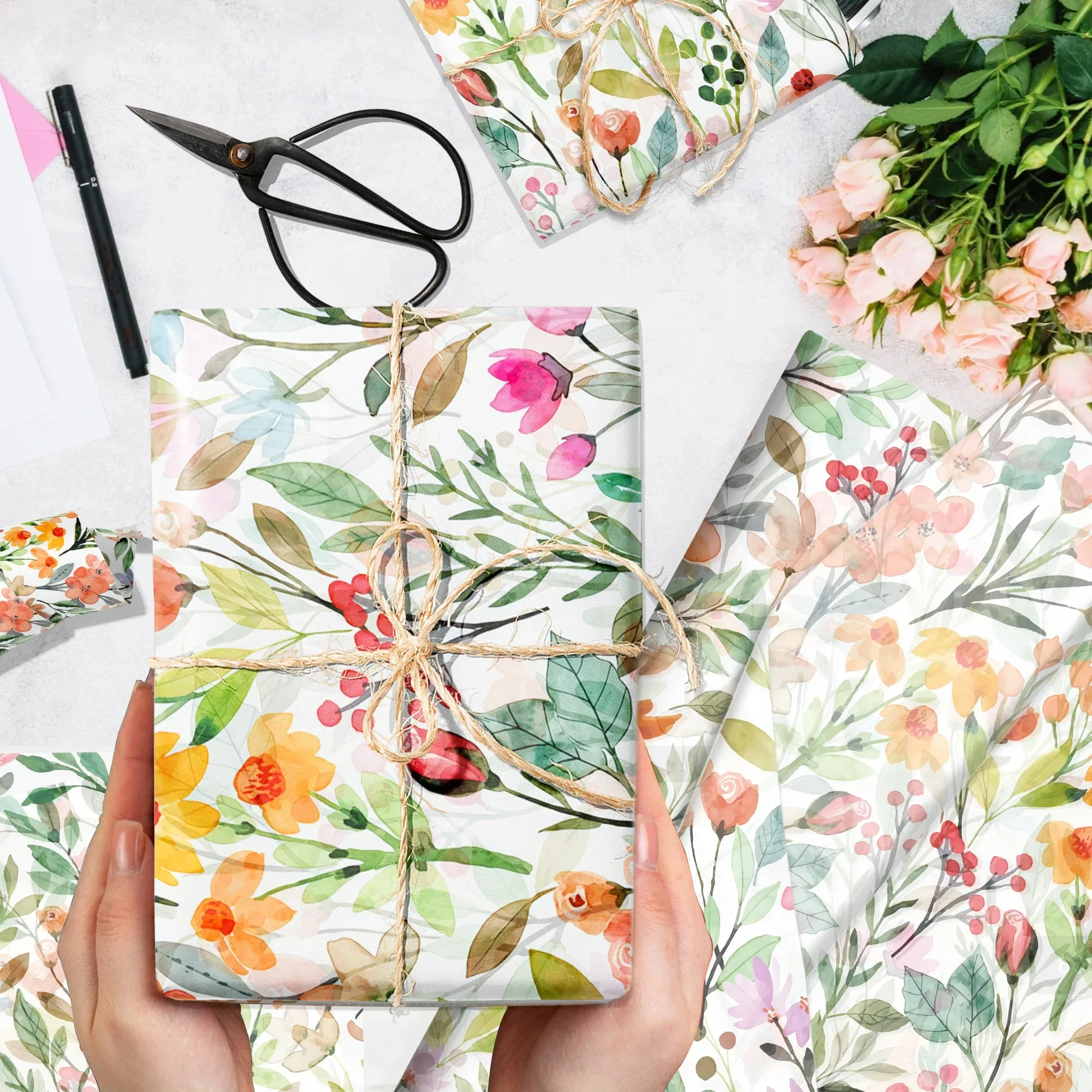 15/35pcs Flower Tissue Paper Snow Pear Paper Gift Wrapping Paper Birthday Wedding Party Decaration DIY Gift Packing Supplies view 5