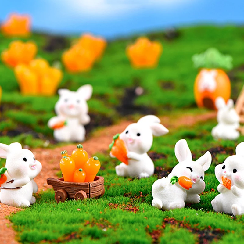 Easter Cute Rabbit Figurine Diy Landscape Home Kawaii Room Decor Miniature Fairy Garden Decoration Accessories Modern