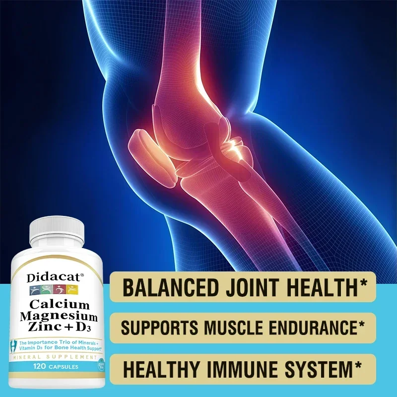 Calcium, Magnesium, Zinc and Vitamin D3 - Supports Bone Strength, Teeth, Muscle and Immune Health, Vitamin & Mineral Supplement