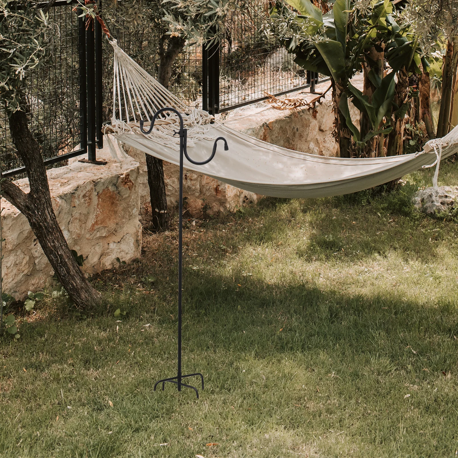 

Heavy Duty Metal Shepherd Hook Black Iron Ground Hook For Outdoor Plant Hangers Solar Light Bird Feeder Garden Hanging