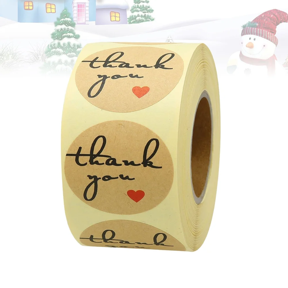 1 Rolle 500 Stück Kratzaufkleber Kraftpapier Danke DIY Handwerk Lebensmitteletiketten Selbstklebende abnehmbare Aufkleber Geschenkaufkleber