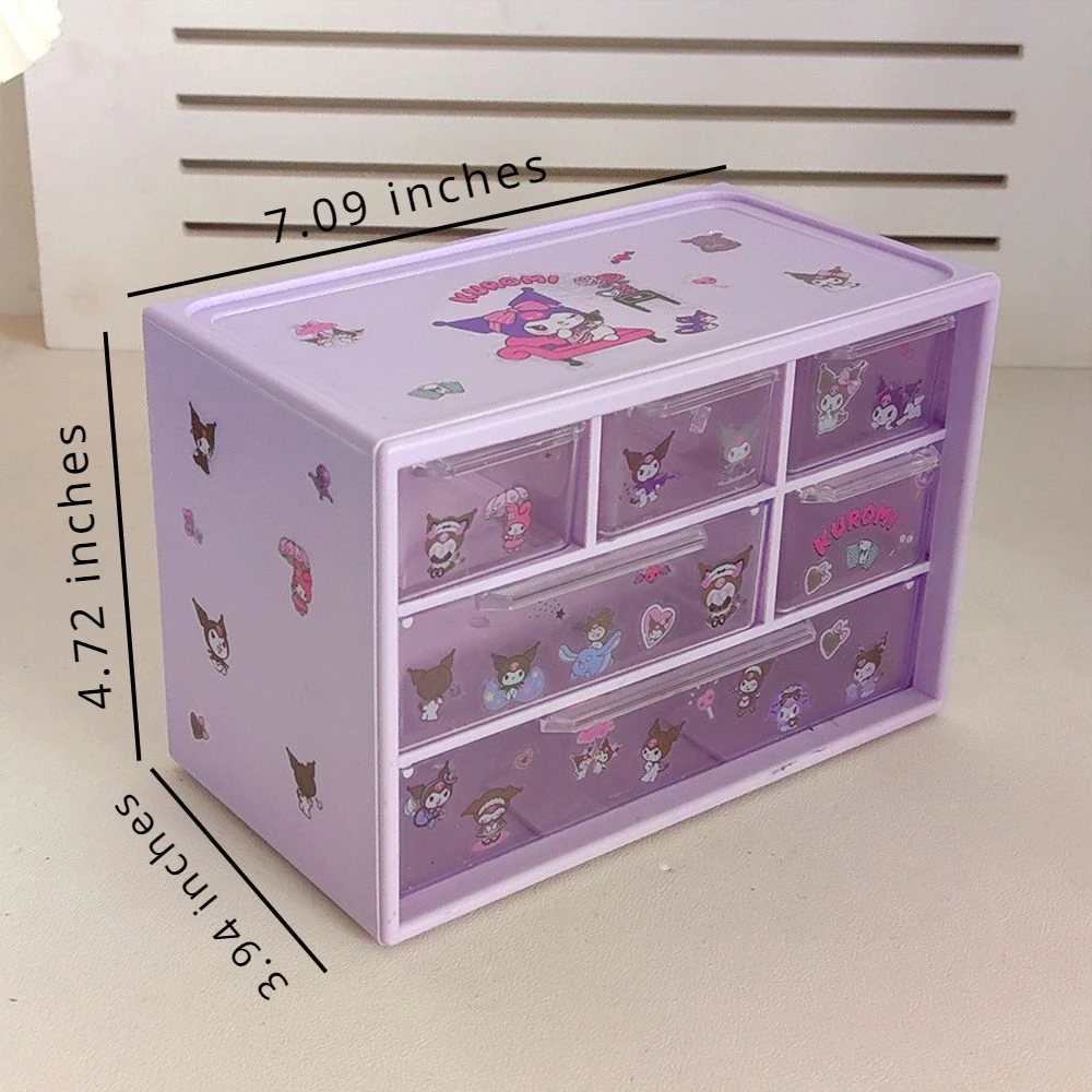 Anime Sanrio Kawaii Storage Box Kuromi Melody Cinnamoroll Diy Drawer Case Toys Pochacco Jewelry Shelf Birthday Student Gifts