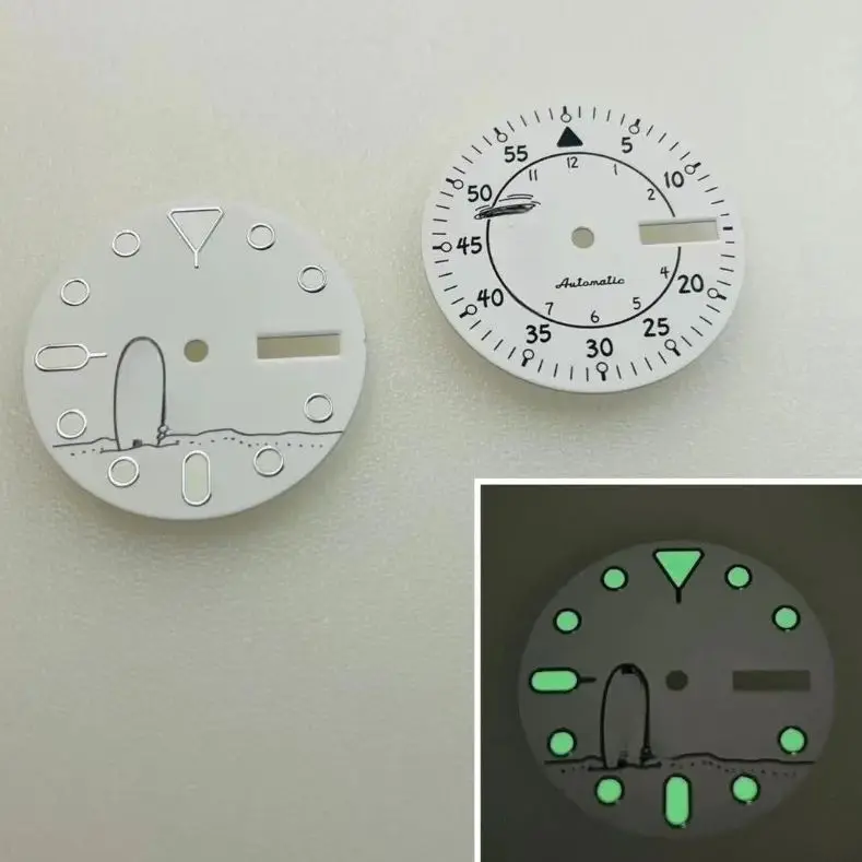 NH36 циферблат 28,5 мм, белый, мультяшный, зеленый, светящийся, подходит для NH36/4R36, аксессуары для часов