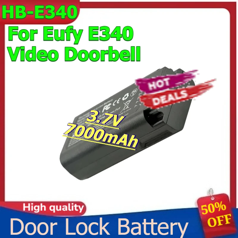 

HB-E340 Door Lock Battery for Eufy E340 Video Doorbell Rechargeable Lithium-ion Battery 3.7V 7000mAh
