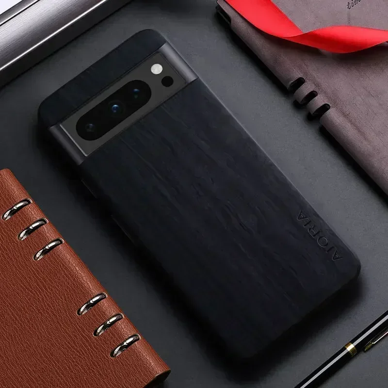 Funda de cuero con patrón de madera de bambú para Google Pixel 8, 7, 6, 5 Pro, 8A, 7A, 6A, 5A, 4A