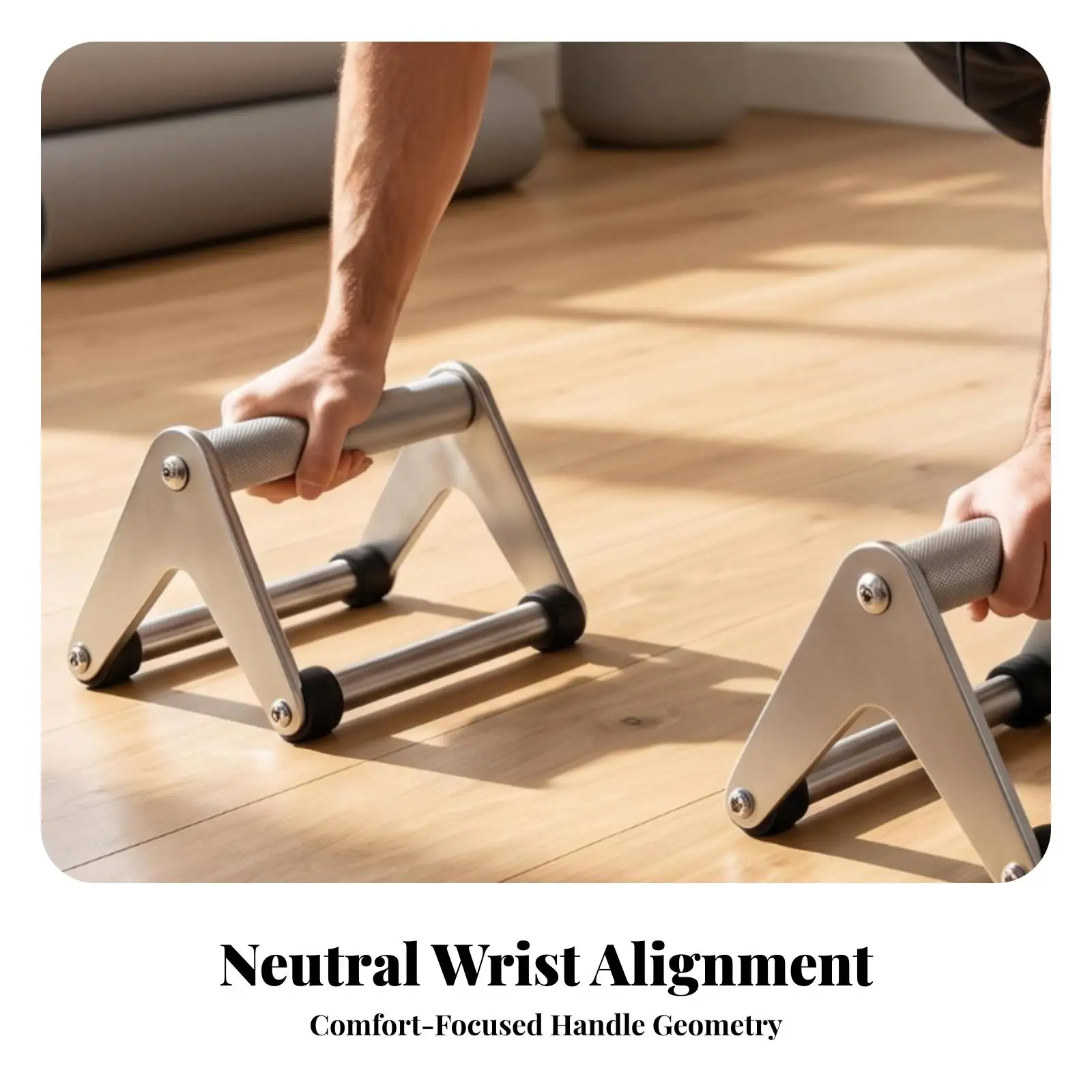 Press-up Stands with Knurled Handles | Low-Profile, Stable, Steel press-up Stands with Anti-Slip Feet, for Home Gym