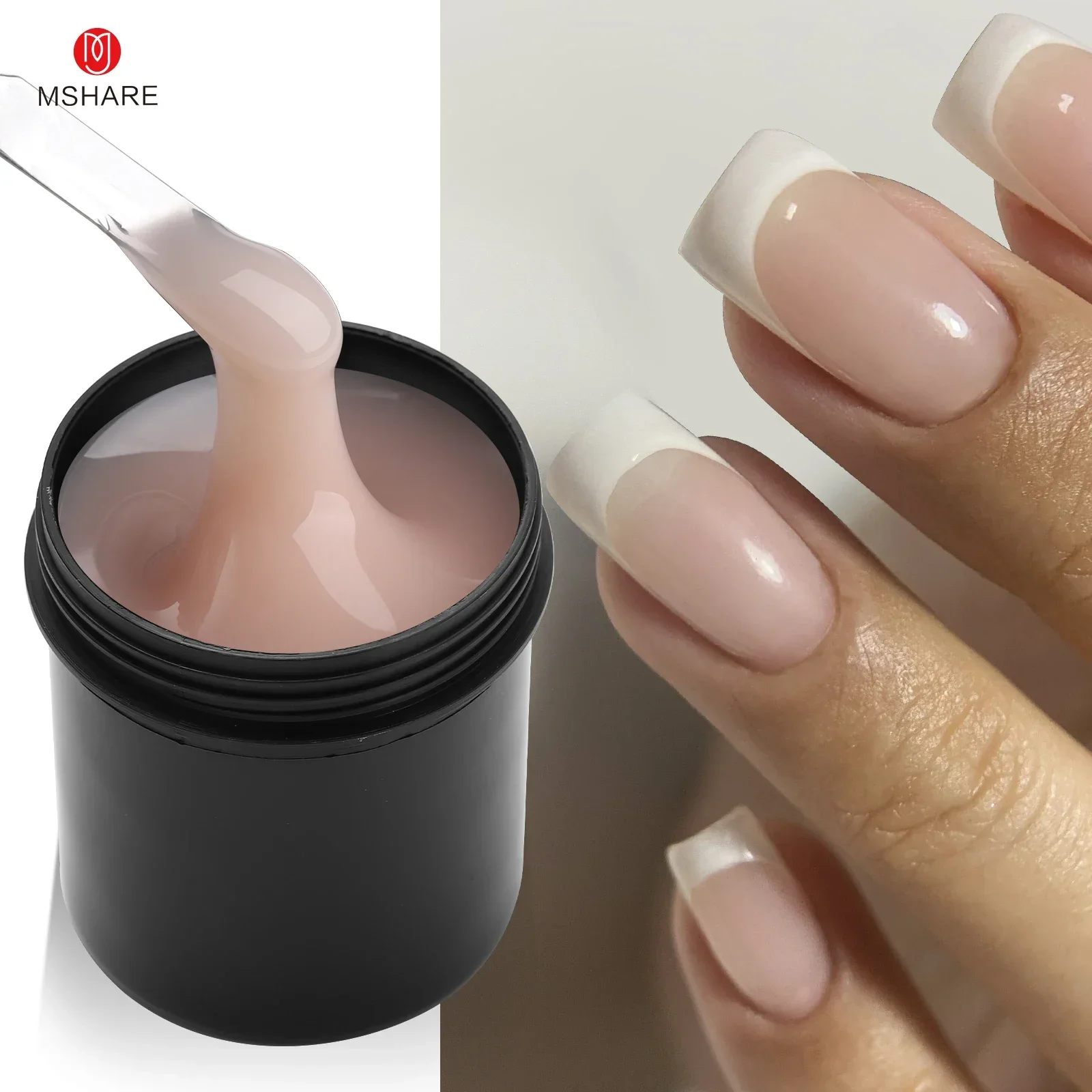 MSHARE Natural Nude Self Leveling Builder Hartgel für die Nagelverlängerungskonstruktion, mittlere, niedrige Hitze, Nachfüllung, große Volumen, 142 g