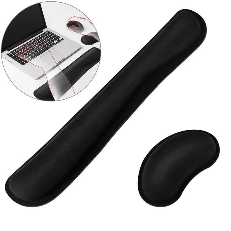 Keyboard And Mouse Pad Wrist Rest Silky Gel Widen Memory Foam Wrist Rest Support For Computer Keyboard & Mouse Ergonomic Design