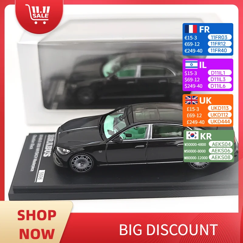 AR 1:64 Maybach S850 Black إصدار محدود مجموعة هدايا نموذج سيارة مصنوعة من خليط معدني