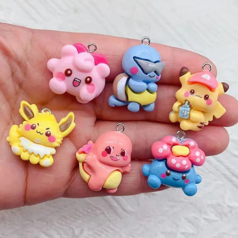 10PCS Cartoon Animal Backpack Kawaii Lively Little Bear DIY Resin Necklace Pendant Earrings Bracelet Decorative Accessories