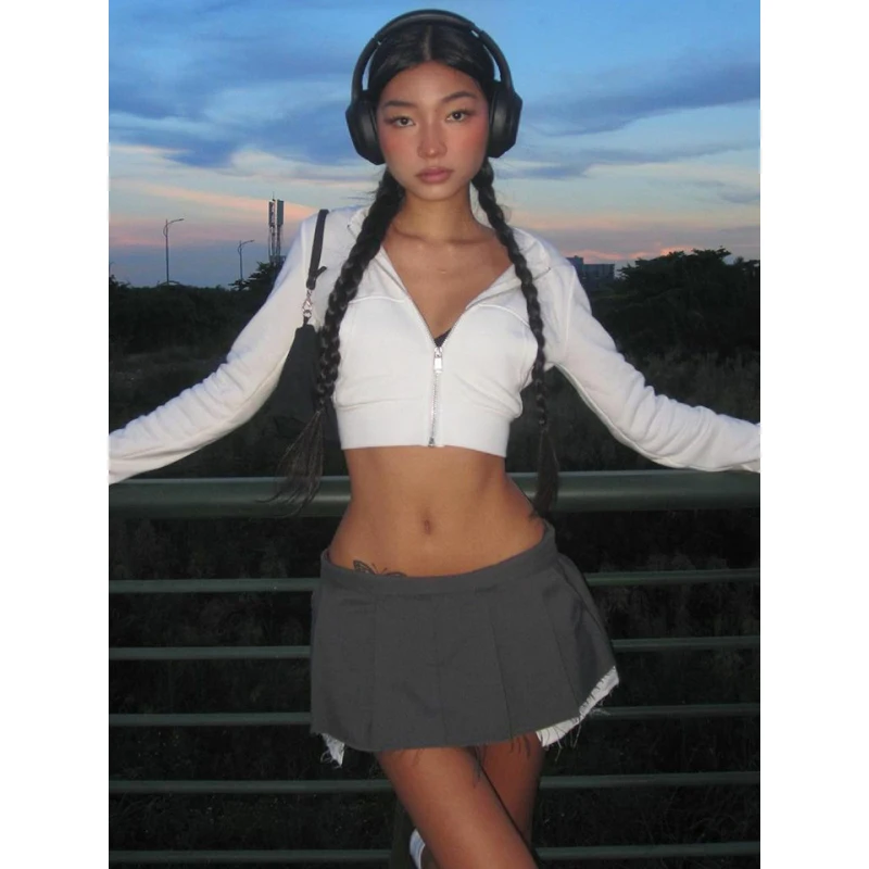 

Women 2026 Autumn Winter Fashion Long Sleeve Streetwear White Crop Tops T Shirts Tees Wholesale Items For Business